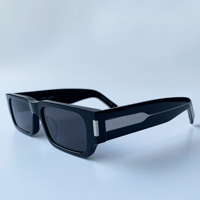 Fashionable black lens narrow frame rectangular sunglasses SL660 retro board full frame sunglasses for Men Women designer trendy rectangular fram
