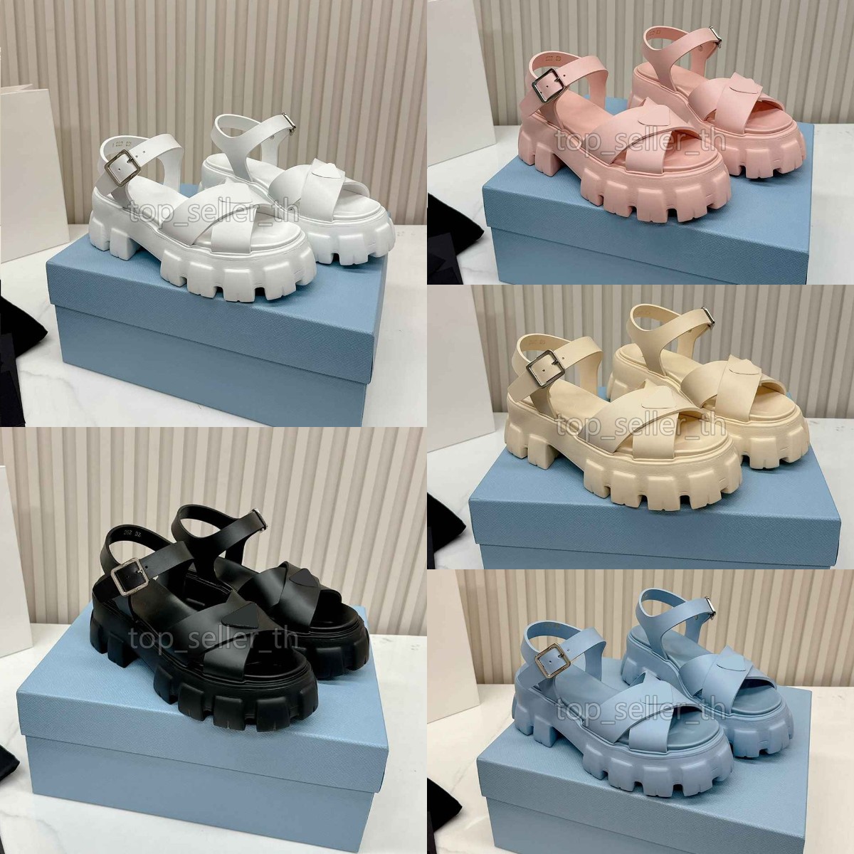 Designer Sandal Monolith Rubber Sandals Women Slides Platform Leather Slide Summer Cross Band Slipper Flat Casual Beach Shoes Luxury Buckle Mules-image-959744983