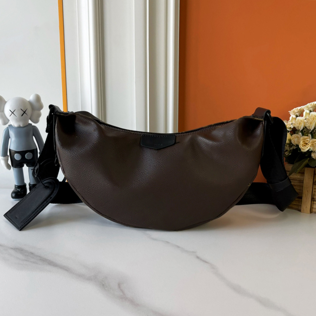 Slouchy Hobo Crescent Crossbody bag Man Designer Sling Chest bag Fanny Pack Shoulder bag Brown Monogram Men's Fashionable Casual Large Moon Sha