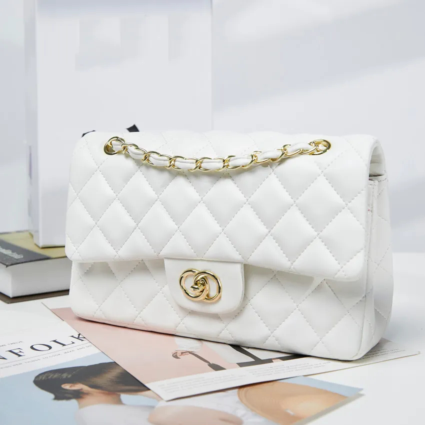 Designer Shoulder Bags Classic Plaid Flap Handbag Gold Silver Chain Leather letter Solid color Buckle Square Lady Messenger Bag Handbags Totes Cr-image-960078846