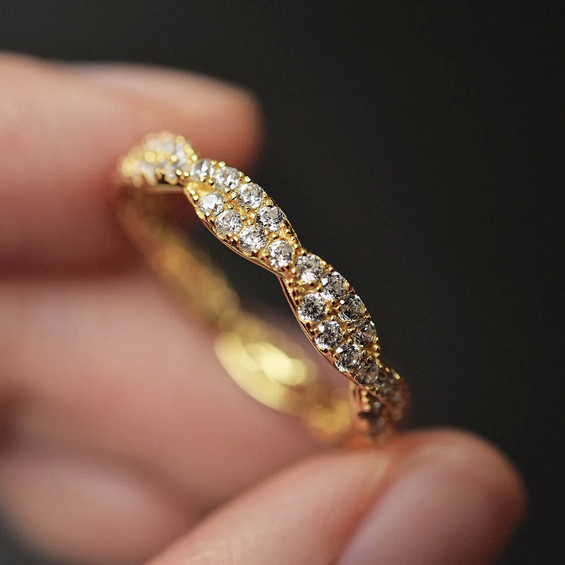 Cluster Ring 925 Sterling Silver Gold Plated Full Circle Diamond Ring Round Crystal Ring Women's Gold Engagement Ring Luxury Jewelry Size 6-10
