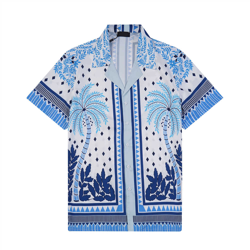 Designer Men's Casual Shirts Summer Button Down Shirt Men Fashion Print Shirt Silk Shirt Asian size M-3XL