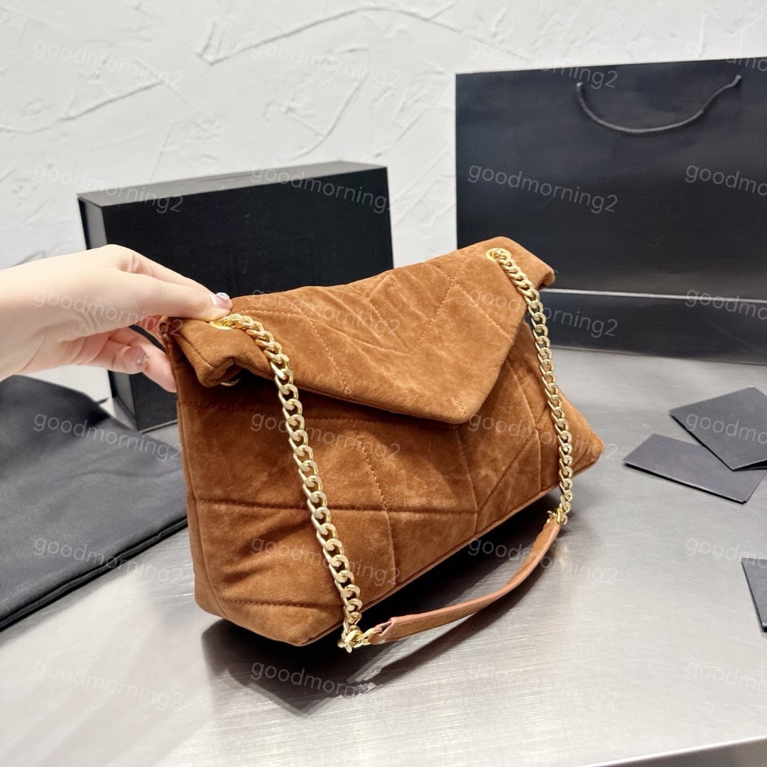 Top Quality LouLou Totes Shoulder Crossbody Bags Brown Suede Lady Chain Purses Designer Handbags Women Envelope Messenger Bag Clutch Wallets