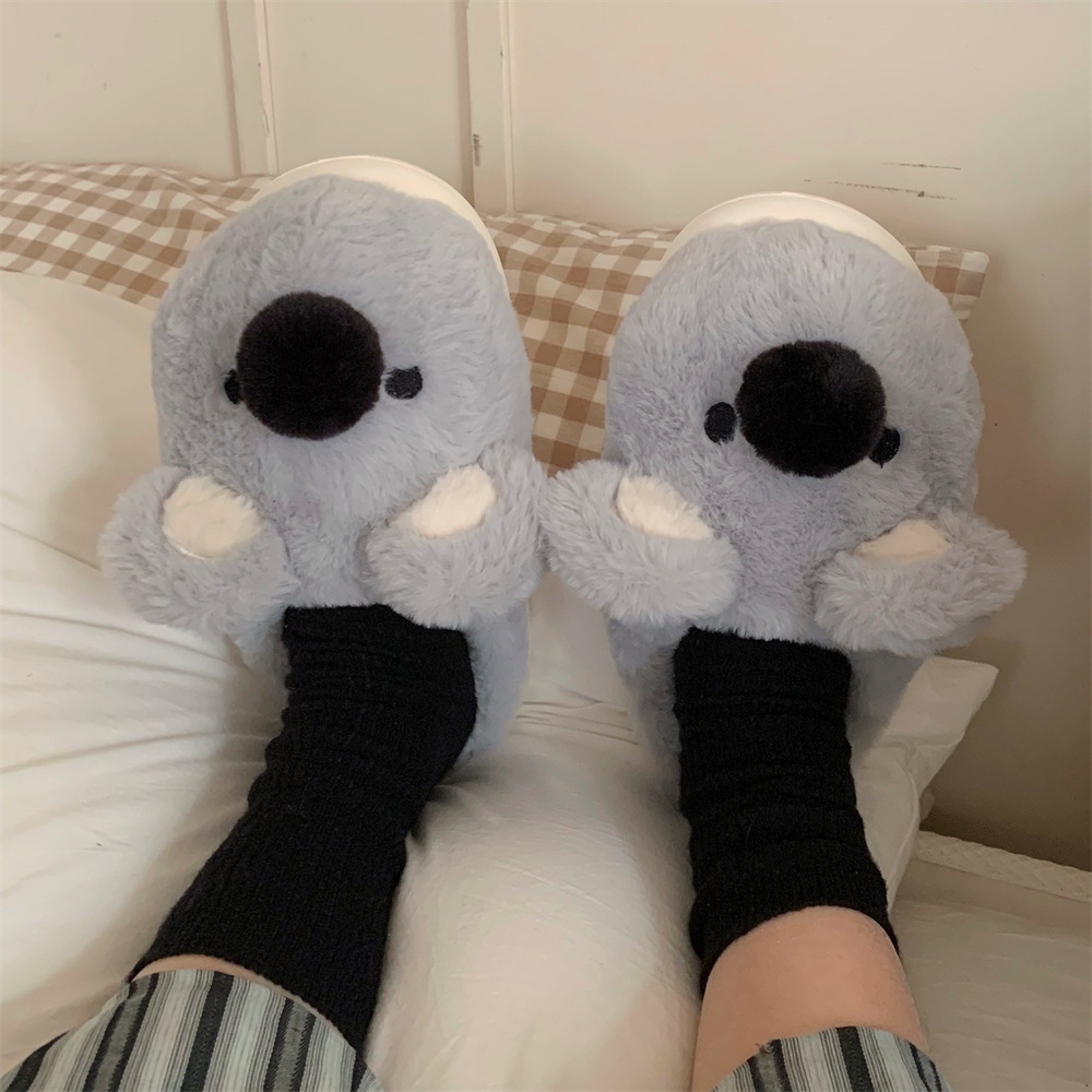 Slipper Fluffy Slipper dames pelues amusant hiver sweet girl home plateforme de mode décontractée chaussures intérieure mignon carton koala coton