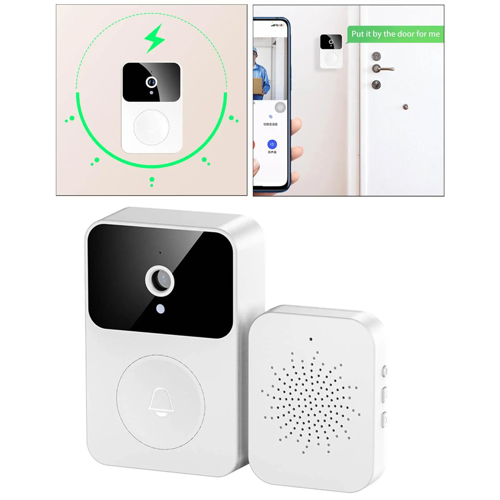 WiFi Smart Wireless Remote Video Doorbell Can Two Way Calls,Photo,App Control with Cloud Storage Home Intercom for Villa