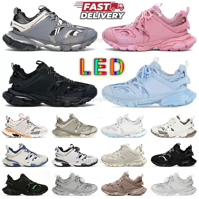 Pistes LED 3 Chaussures de concepteur de luxe Plaque Forme LED Track LED 3.0 Triple Black Beige Run Men Traines décontractés