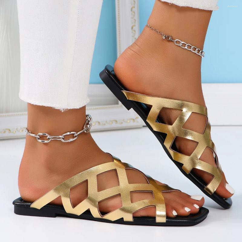 Slippers Woman Summer Style Flip Flops Versatile Casual Sandals Solid Color Woven Flat Thong Soft Sole Women