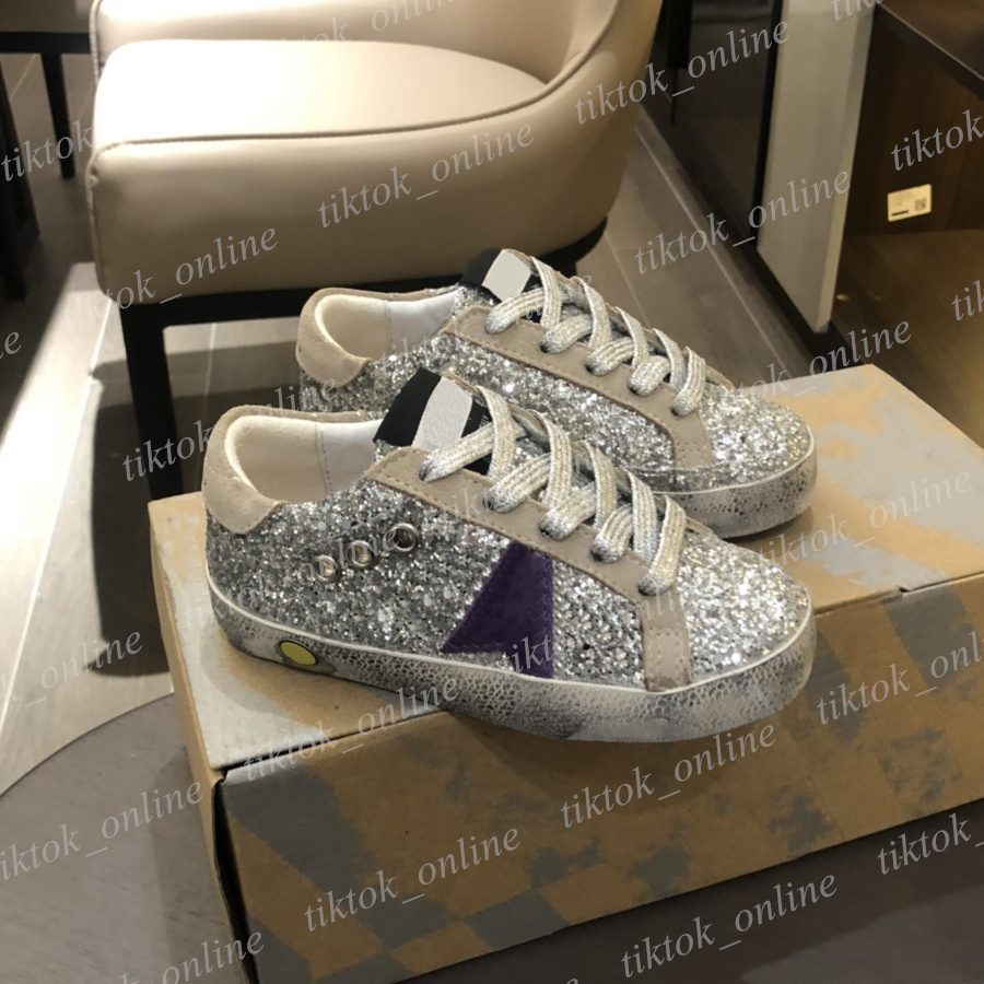 New Star Kids Shoes Designer Sneakers Luxury Italy Brands Black Navy Blue metallic pink leather with gray suede Infant Childrens Casual Boys Girls T