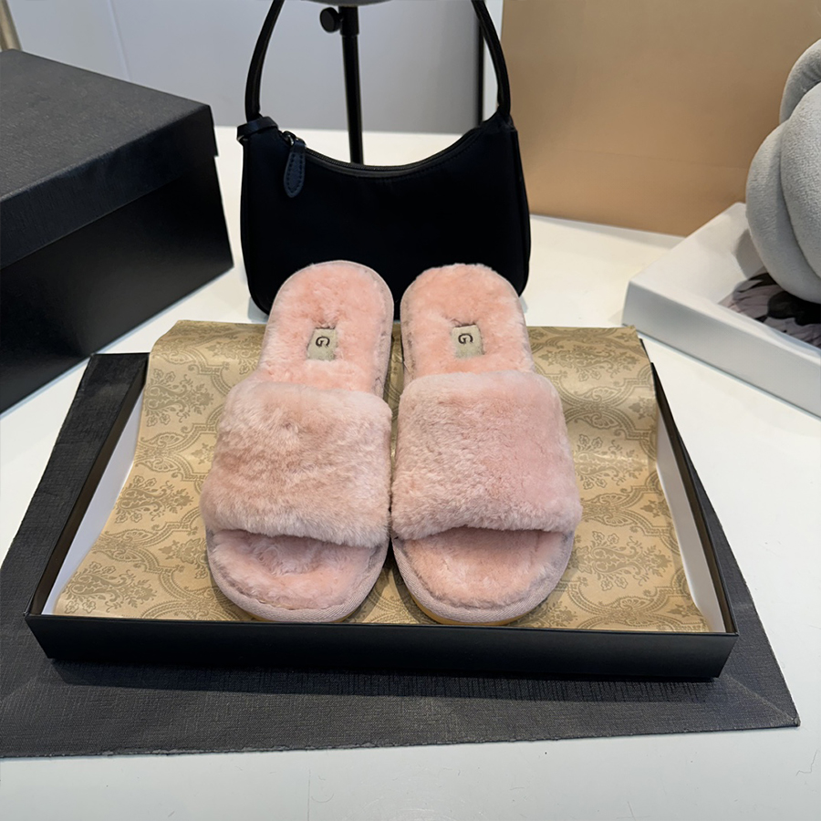 Slide Designer Woman Fashion Women Letter With Simple Design Warm Slippers Classic Winter Lightweight sandal Home Clothes Plush Shoes Slipper