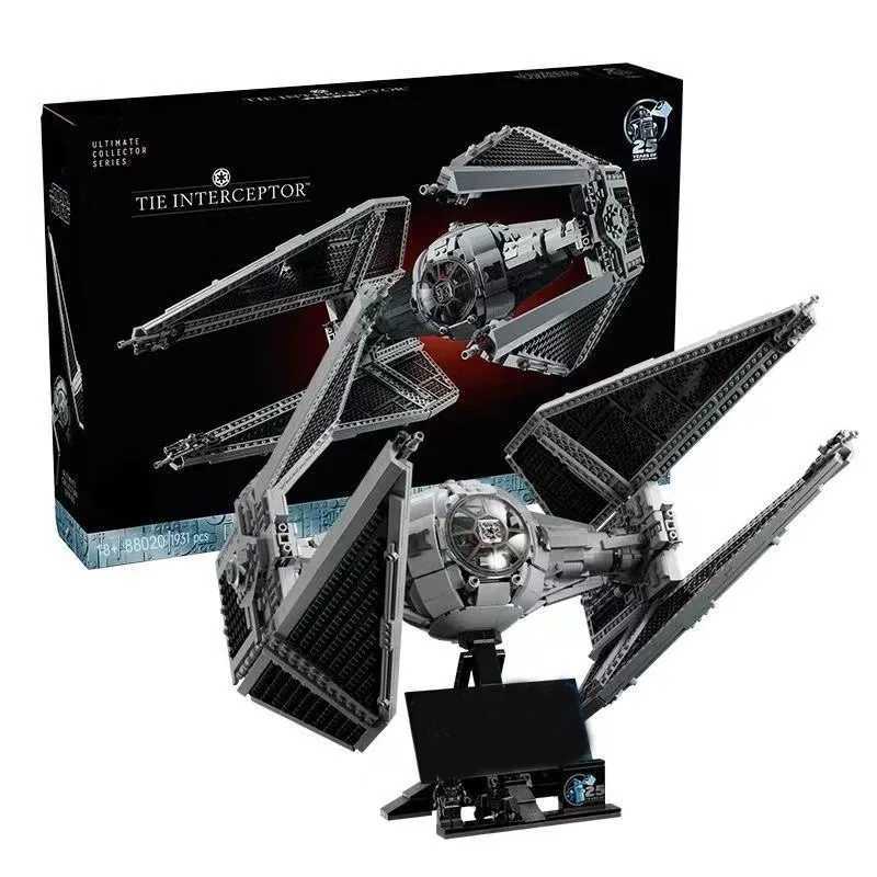 Blocks MINISO spacecraft TIE interceptor building block modified by Imperial Fighters 75382 DIY assembled brick giftY2411120NEL-image-1030928153