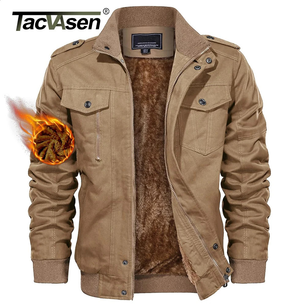 TACVASEN Mens Fleece Lined Parkas Winter Thick Warm Loosefit Coats Full Zip Up Windbreaker MultiPockets Work Outdoors Jackets 241105