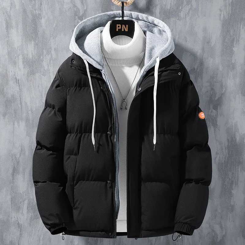 Cotton Coat Mens Winter New Trendy Handsome Windproof Cold-resistant Warm Loose Large-size Hooded Cotton Coat Mens Clothing M251205
