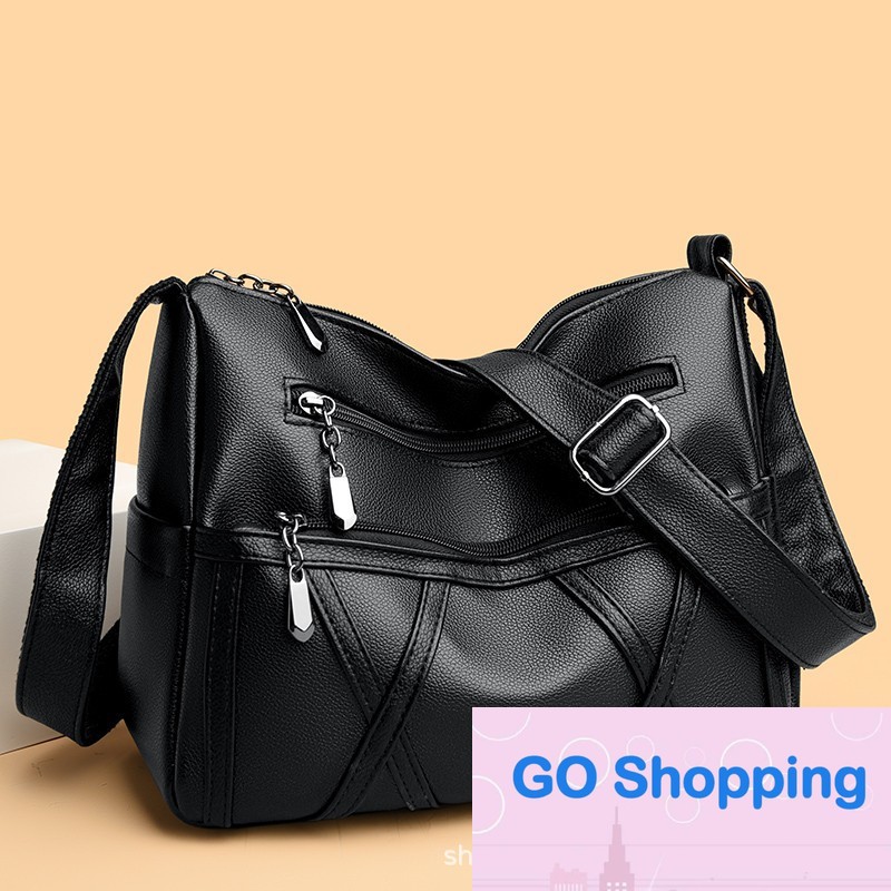 Top Fashion middle-aged and elderly women's bag shoulder messenger bag women's bags soft leather fashion portable