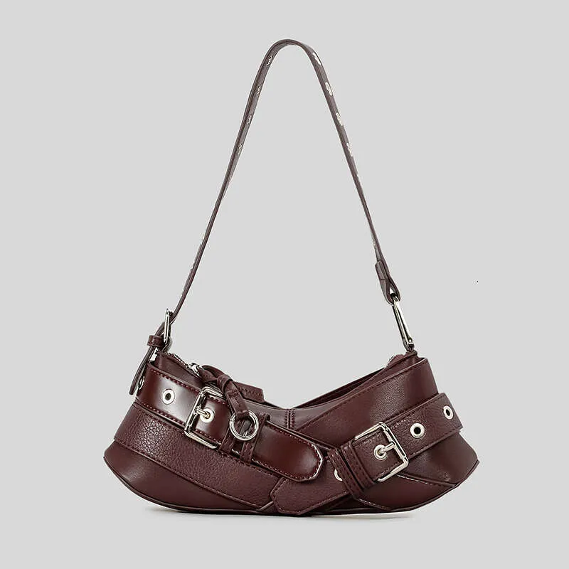 Wholesale Vintage Belts Deco Women Shoulder Bags Designer Armpit Punk Motorcycle Bag Pu Leather Lady Handbag Small Female Purse