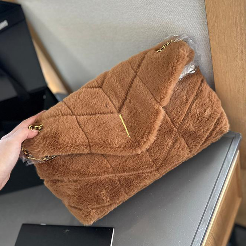 24FW Designers Shoulder Bag belt Bag Tote Bag Women Puffer hairy cloud Totes Lamb wool Shoulder Suede Vintage gift with box chain 11.4inches