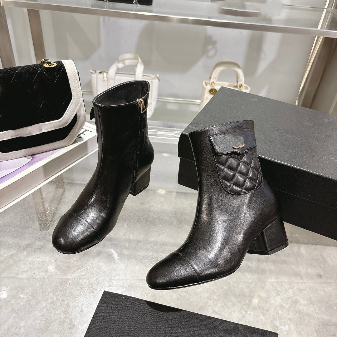Bottes C talon cheville luxe élasticité d'hiver en cuir court chaud épais seme femme ccity ghj5