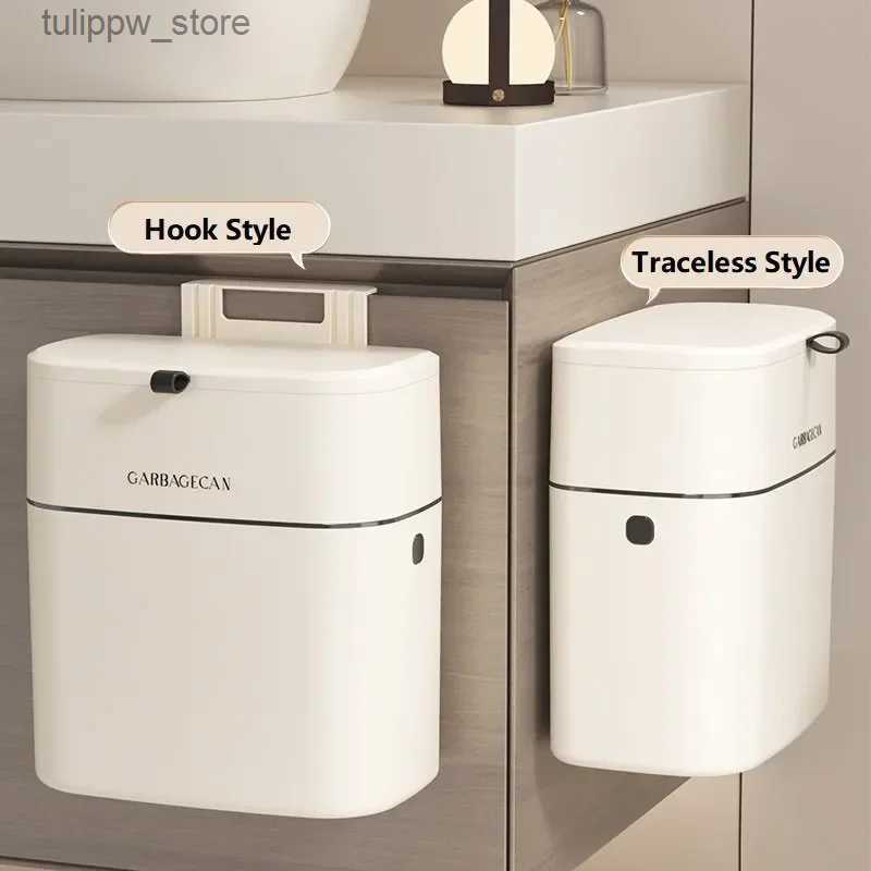 Waste Bins Wall Mounted Hanging Trash Bin For Kitchens Cabinet Door With Lid Kitchen Trash Bins Garbage Can Counter Bins Trash Can L46-image-961382814