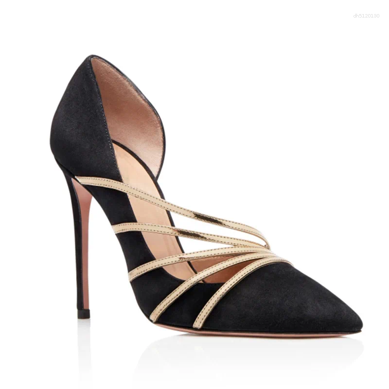 Chaussures habillées Arrivée élégants talons hauts femmes célibataires noirs noirs pointues pointues bande étroite