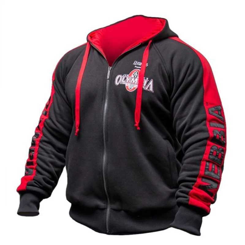 Sweats à capuche masculine 2021 Olympia Mens Zipper Sweat à capuche Mode décontracté Gym Fitness Coton Sports Shirt Top T241105