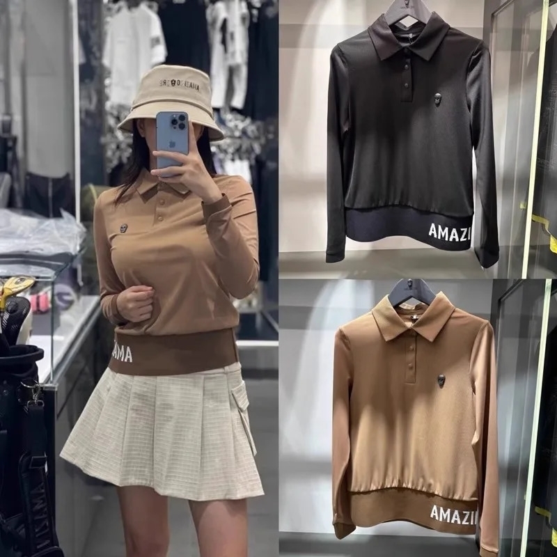 Golf Clothing Womens Top 24 Autumn Sports QuickDrying Elastic Long Sleeve Lapel TShirt 241105