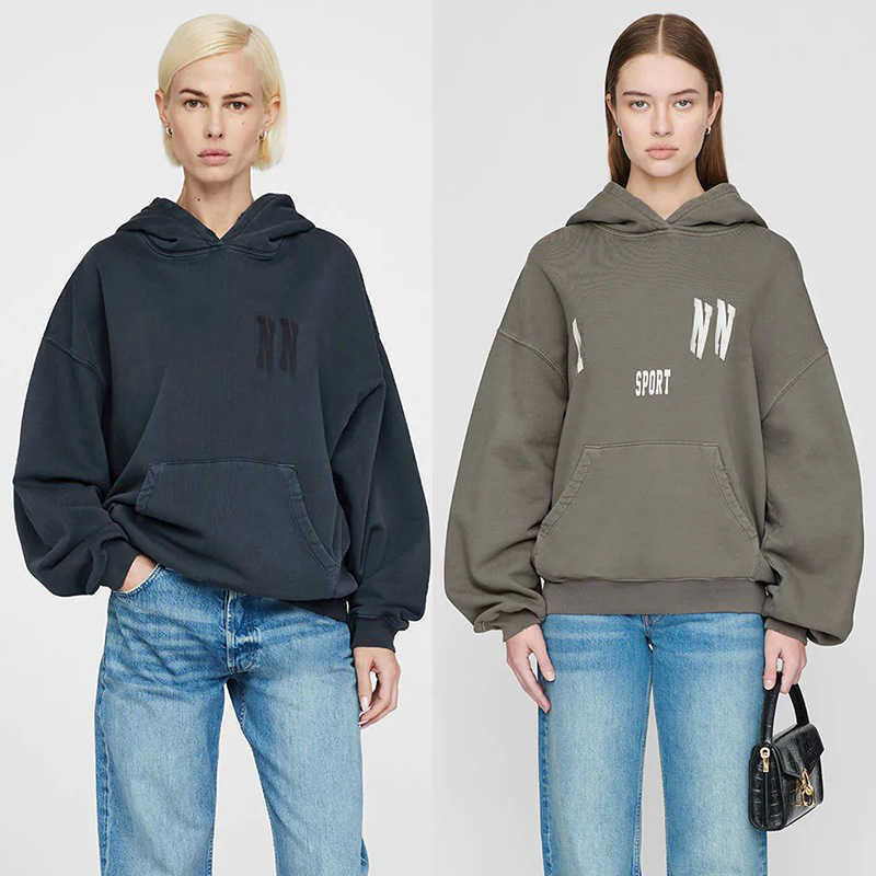 Harvey Women Designer Hoodie Letter Print Washed Hooded Sweatshirt Loose Pullover Sweater-image-814549773