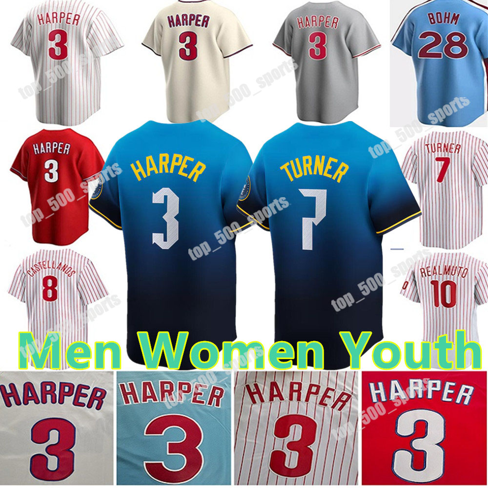 2024 Custom City connect Bryce 3 Harper Trea Turner Baseball Jersey Bryson Stott Kyle Schwarber J.T. Realmuto Alec Bohm Nick Castellanos Aaron Nola Men Women Youth 