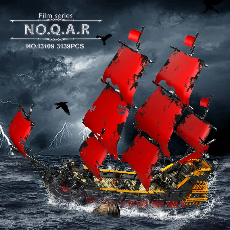 The Pirates Ship Building Blocks MOULD KING 13109 Red Ship Artillery Sailboat Model Creative Christmas Gifts for Kids MOC Bricks Kits to Build Ed-image-960791757