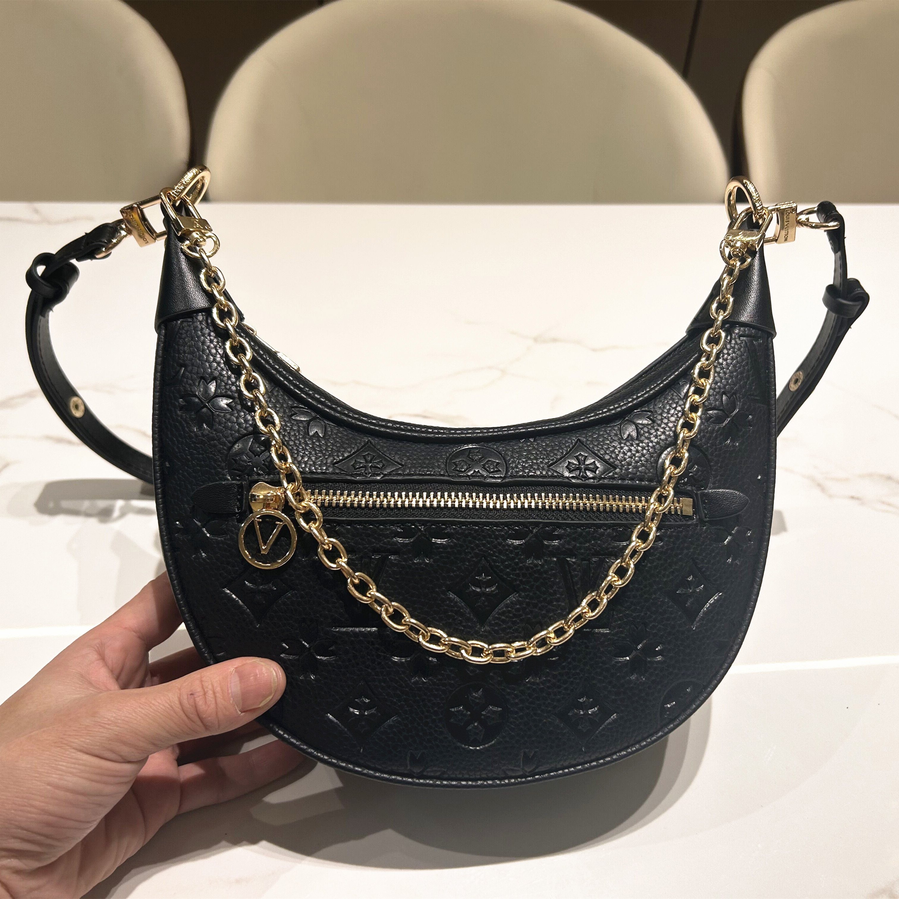 Top LOOP wallet on chain ivy brown Shoulder Designer bag Womens mens Clutch boulogne Underarm half moon Luxury Diane bag Cross Body Leather chain-image-955652524