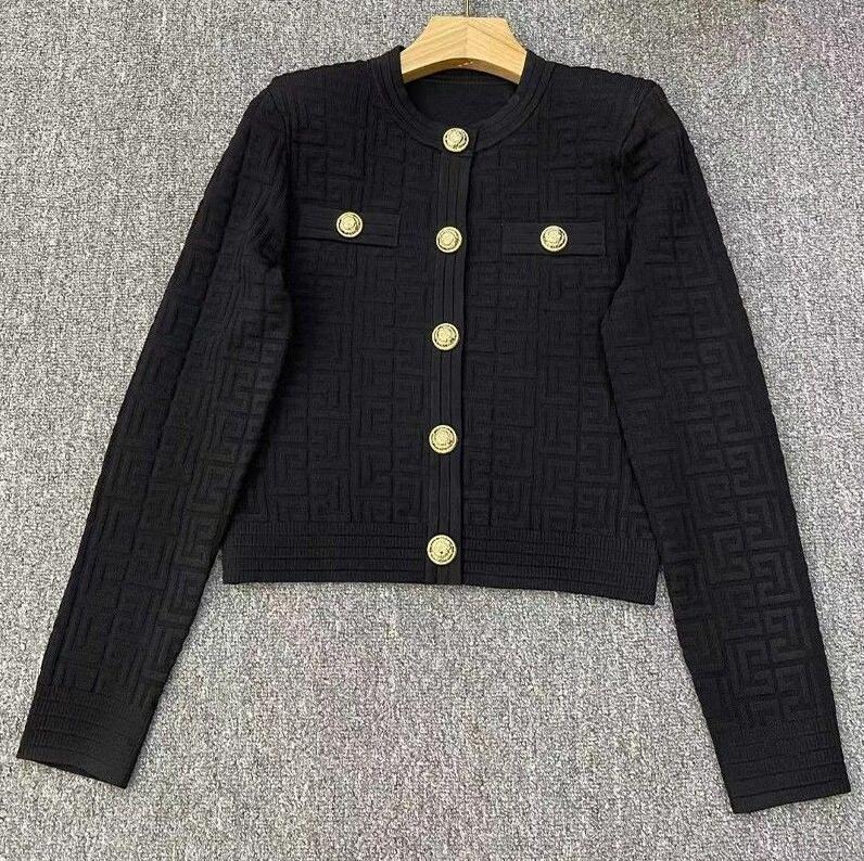 25ss Desinger new Women's cardigans sweaters knitted black white color long sleeves spring fall slim fit short top jacket sweaters