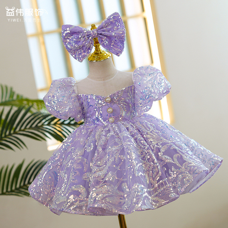 Flower Girl Dresses for Weddings 2024 New Infant Toddler embroidery lace sequined Party First Communion Dresses For Girls bling Elegant prom Todd-image-960633092
