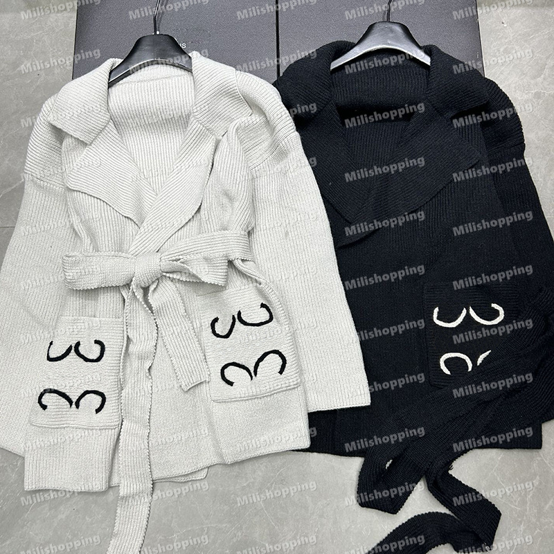 Designer Cardigan Oversize Long Sleeved Outerwear Knitted Sweaters Logo Embroidery Cardigan for Women