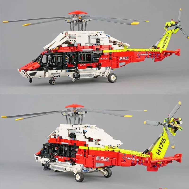 Blocks Bibilock Airbus H175 Rescue Helicopter Building Blocks with Power Motor Assemble Bricks Toys Gift For Adult Y241112VE42-image-1030948403