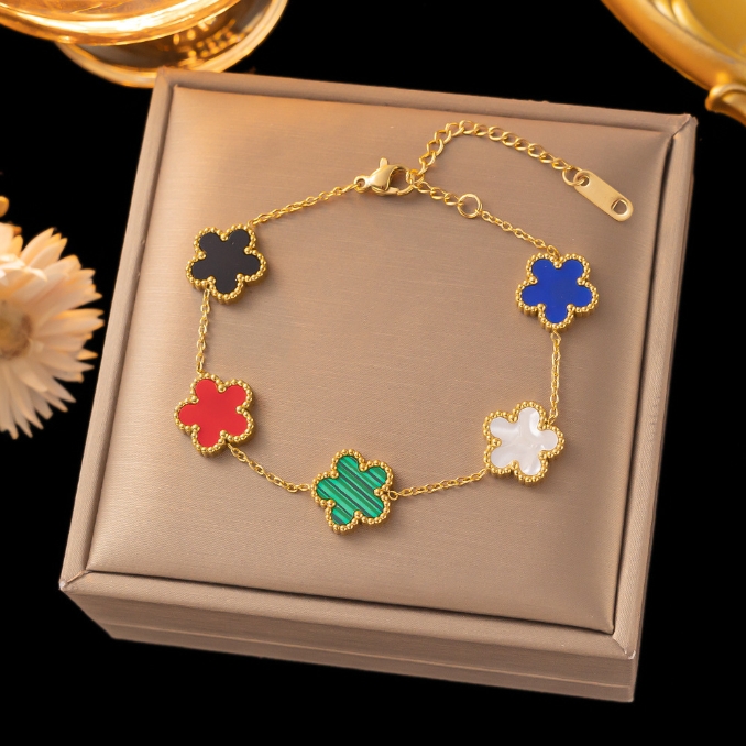 4/leaf petal clover women classical charm bracelet luxury jewlery designer for womens plated gold mother of pearl white bracelets
