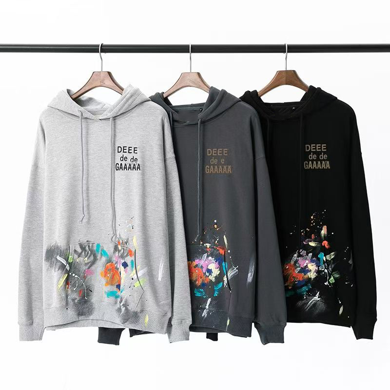 2024 Nouveaux sweats à capuche masculins Sweatshirts Sweat à capuche Galleriess Graffiti peint lettres utilisées imprimées lâches de mode décontr