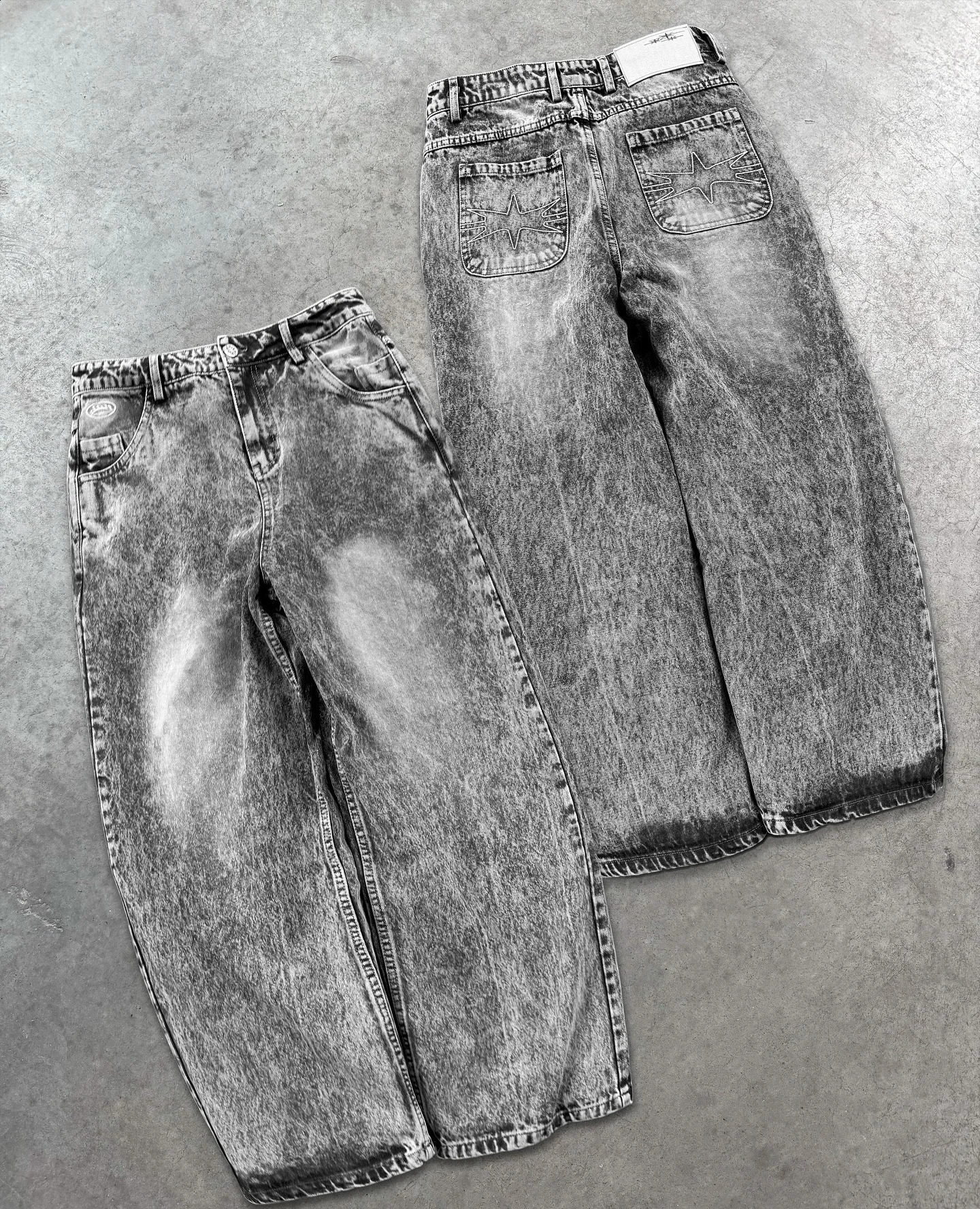 Men Fashion Jeans Work Pants America Retro Trendy Wash Punk Hip Hop Embroidery Streetwear Women Wide Leg Straight Trousers w241104