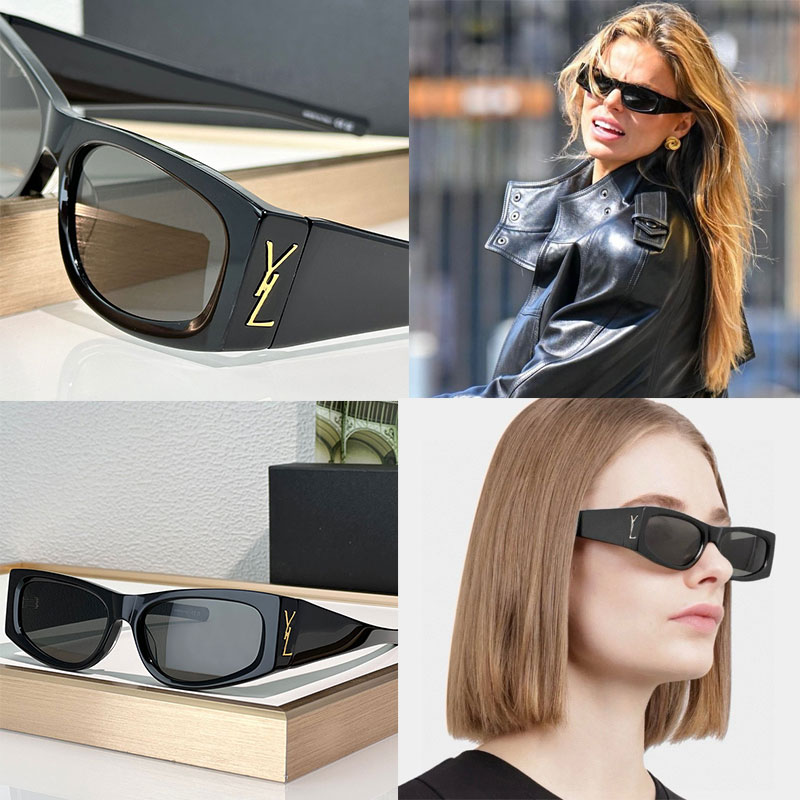 Lunettes de soleil rectangulaires 25SS SLM140 Designer pour femmes en plein air Lunettes de soleil UV400 Lunettes de protection Jouges avec des t