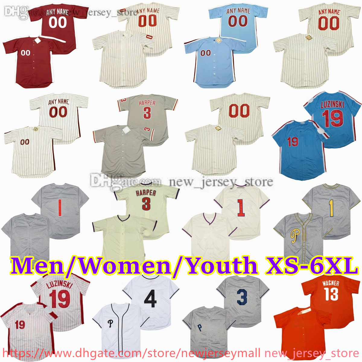 Custom XS-6XL Movie Throwback Baseball Jersey 14 PETE ROSE 15 RICHIE ALLEN MIKE SCHMIDT JOHNNY CALLISON LARRY BOWA WILLIE MONTANEZ STEVE CARLTON-image-960708674