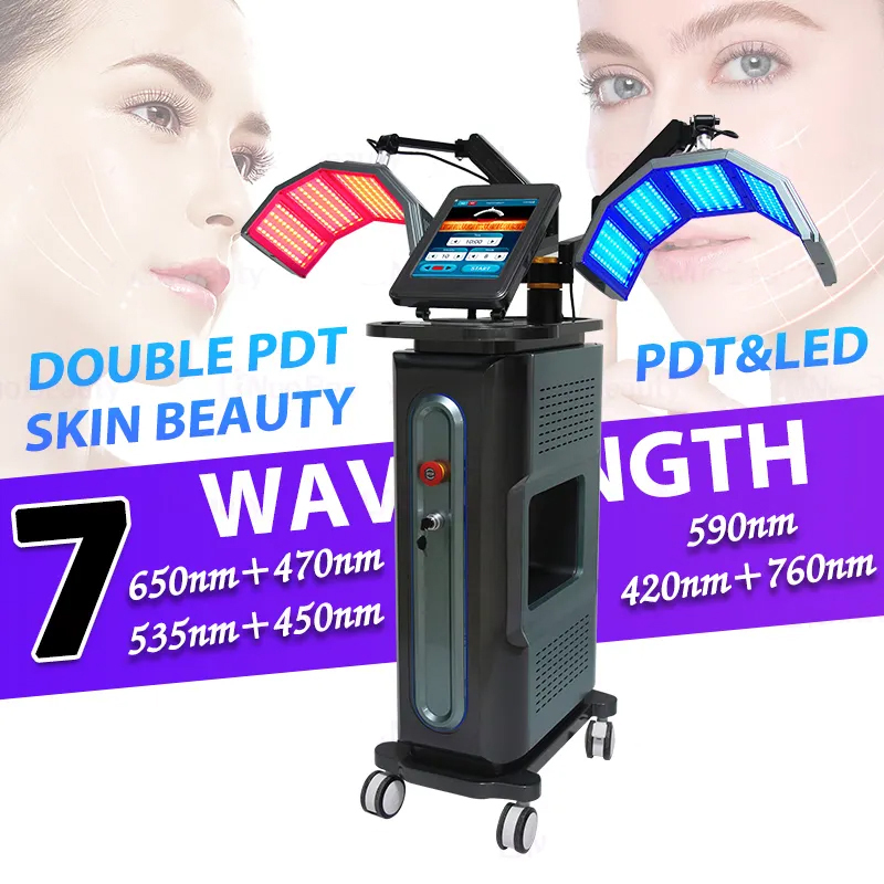 Professional Dual Phototherapy LED Machine 7 Colors for Whole Face Anti-aging Treatment Photodynamic Therapy Skin Rejuvenation Whitening Wrinkle