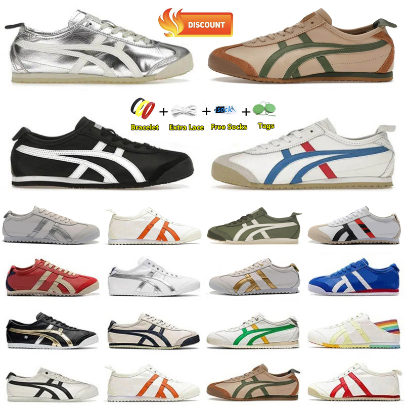 2024 Tiger Mexico 66 Chaussures Designers Chaussures toile noir blanc bleu rouge jaune beige bas bas pour hommes et femmes.