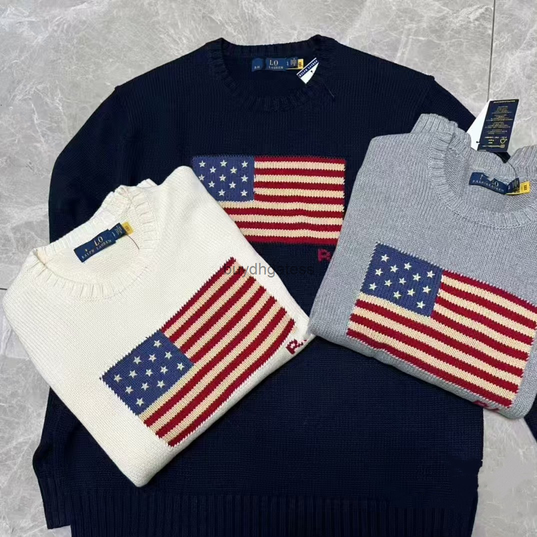 Women's Womens Sweaters Us Ladies Knitted American Flag Sweater Winter High-end Luxury Fashion Comfortable Pullover 100% Cotton Yarn S-2xl