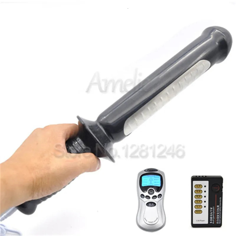 Electric shock massager magic wand insertion stick G-spot wand massager large fake penis electric clitoral stimulator anal plug sex toy 241107