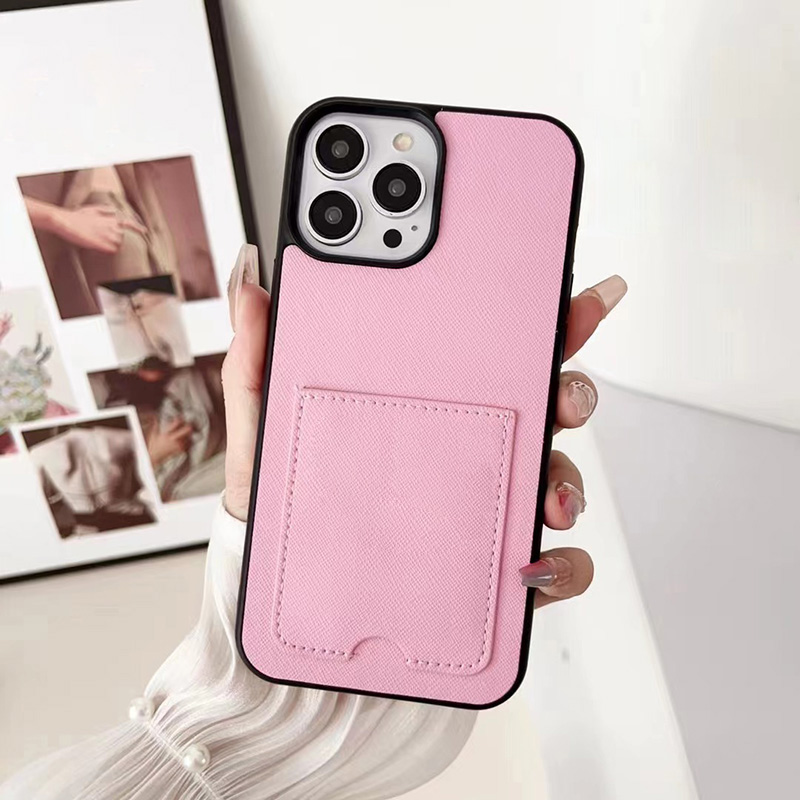 Card Holder Designer Phone Case for Apple iPhone 17 16 Pro Max 15 Promax Case De Telefono 14 13 Luxury PU Leather Velvet Lining Hard Shell Back C-image-876032974