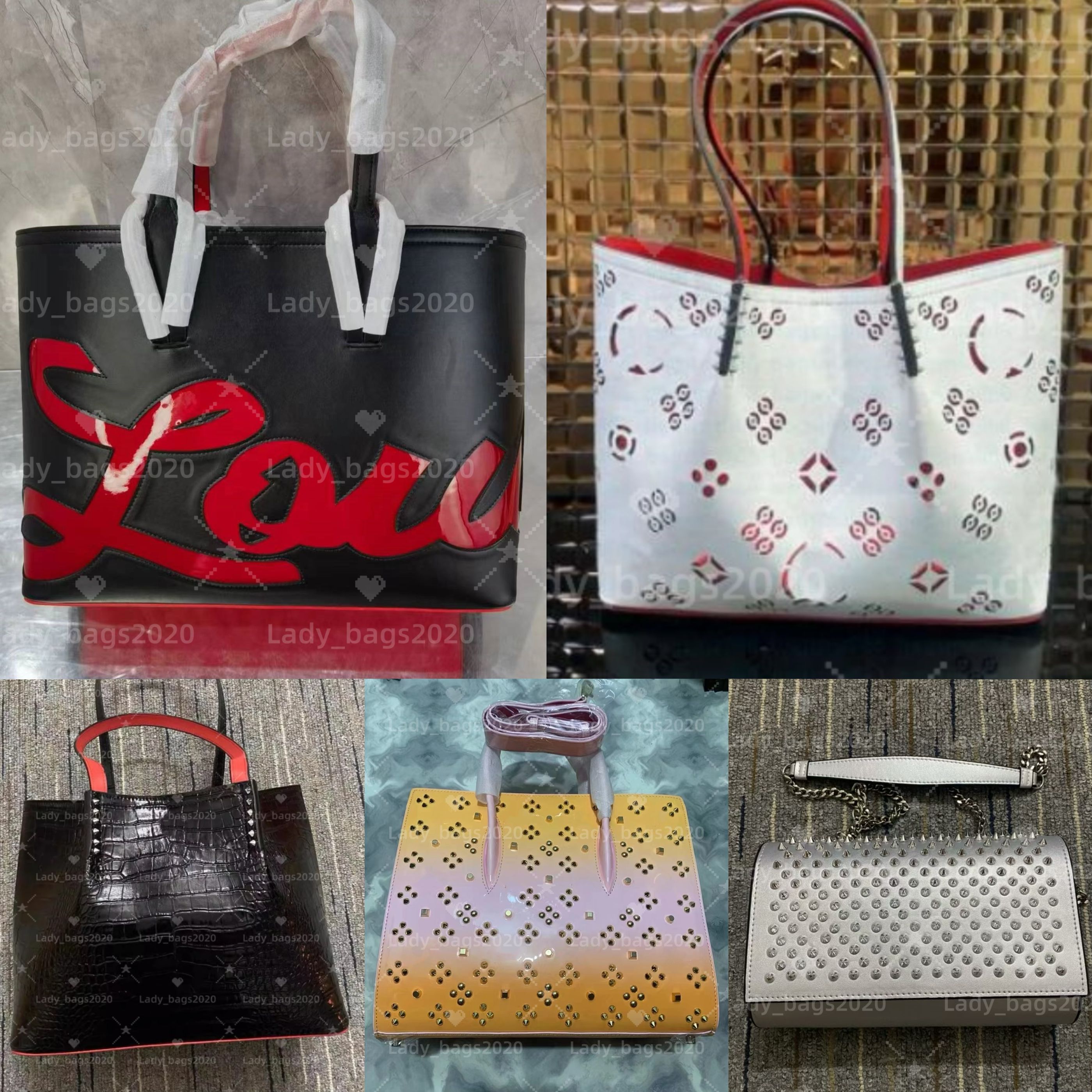Cabata Sacs Rivet Totes Designer Sac à fond rouge Sacs d'achat en cuir authentique sacs à main