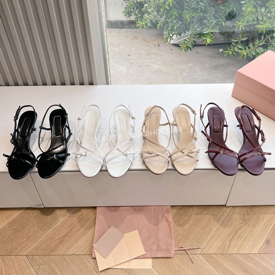 Top quality minimalism Simple fashion Low Kitten heels sandal Dress shoes open toes with buckle heeled Office shoes Luxury designer Evening shoes