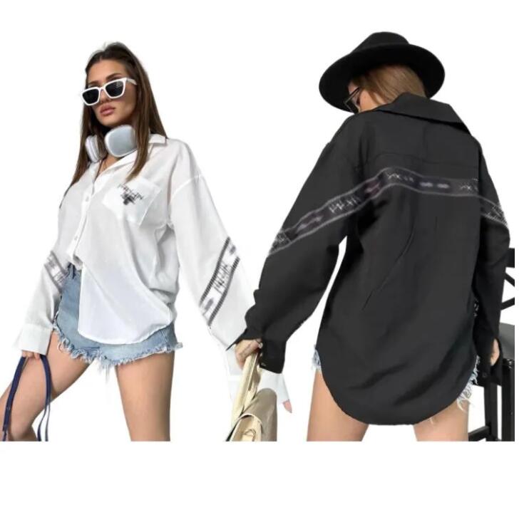 Women Shirts Print Designer Blouses black White Shirt Tops Summer new embroidered solid color long sleeved casual shirt