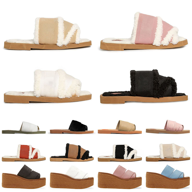 Femmes Sandales Woody Mules Brand Slipper Slipper Sandale Fahsion Deisgner Laday Lettrage Tissu en cuir extérieur Sole Sole Designer Flip Flips H