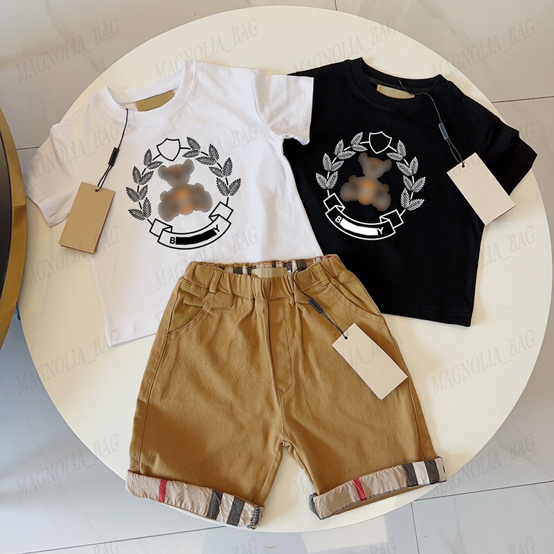 New Kids Summer Suit Boys Child T Shirts Shorts Classic Cartoon Short Sleeved Correct Letter Casual Pants Free Collocation Clothing Sets 90-150-image-961011639