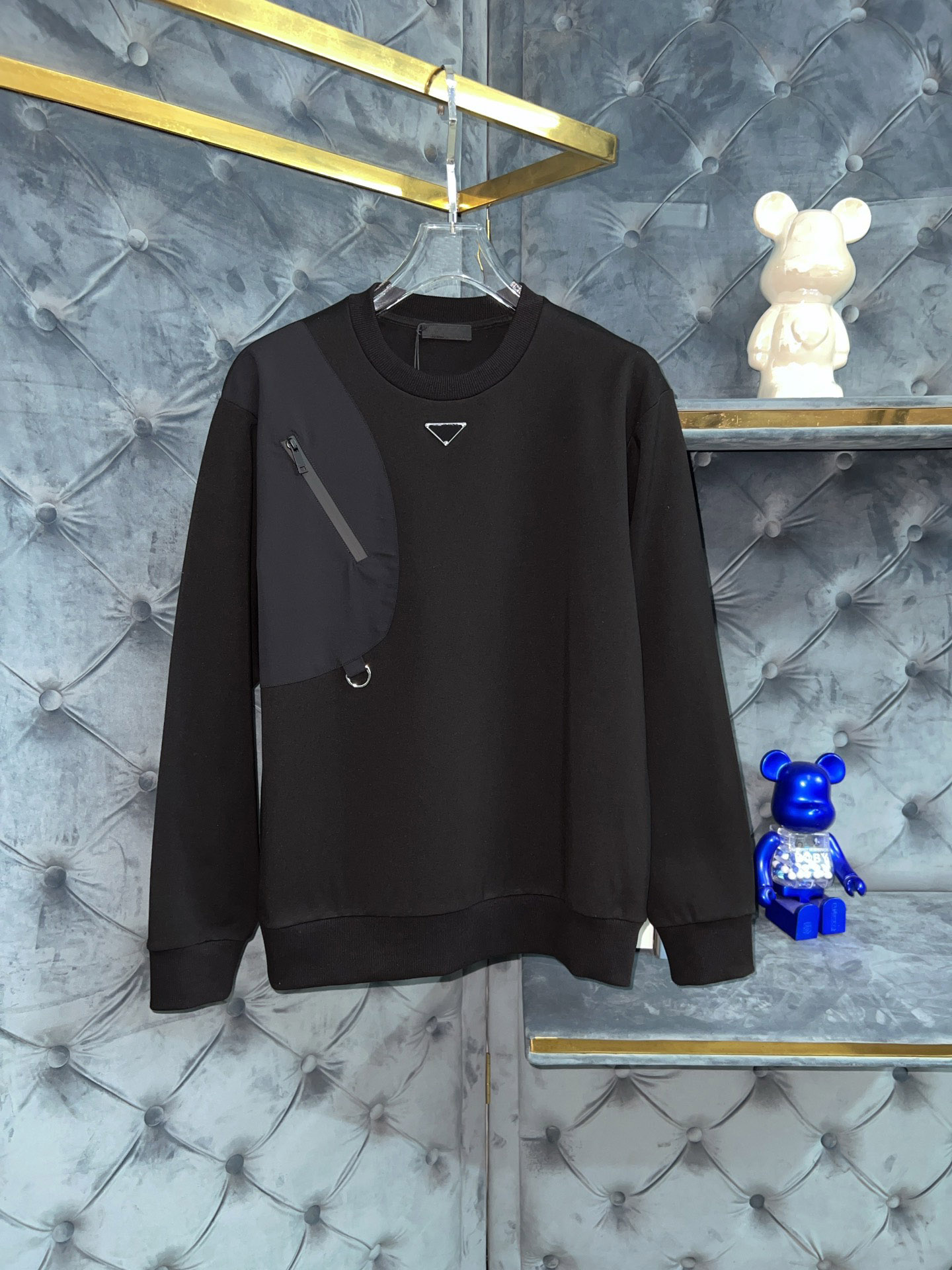 2024 Dernier sweat à capuche de créateur avec design d'épissage de poche à glissière de mode pour Highend Brand Mens Black Hoodie