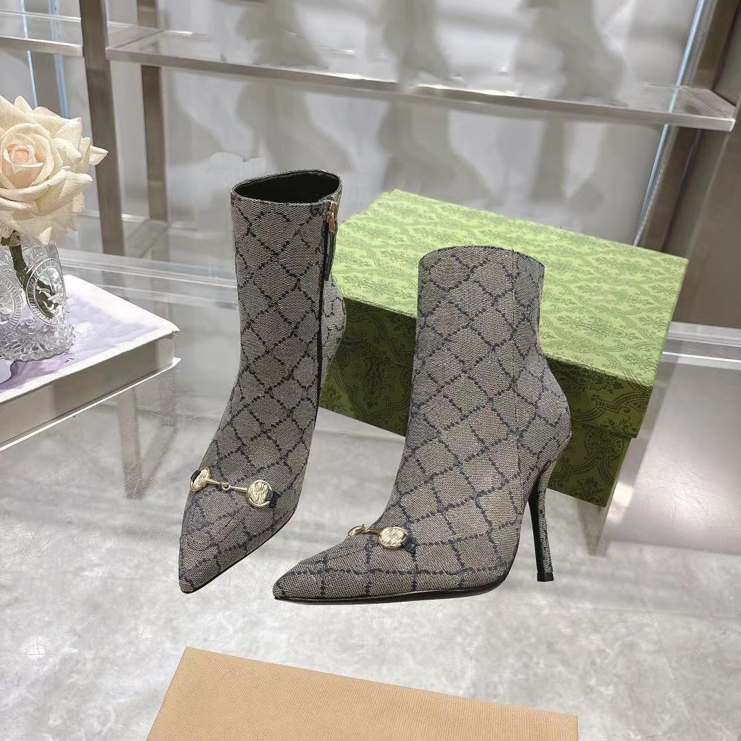 Nouvelle décoration matérielle talons hauts, chaussures de fermeture à glissière latérales, talons hauts minces, bottes à la mode pour femmes, ch