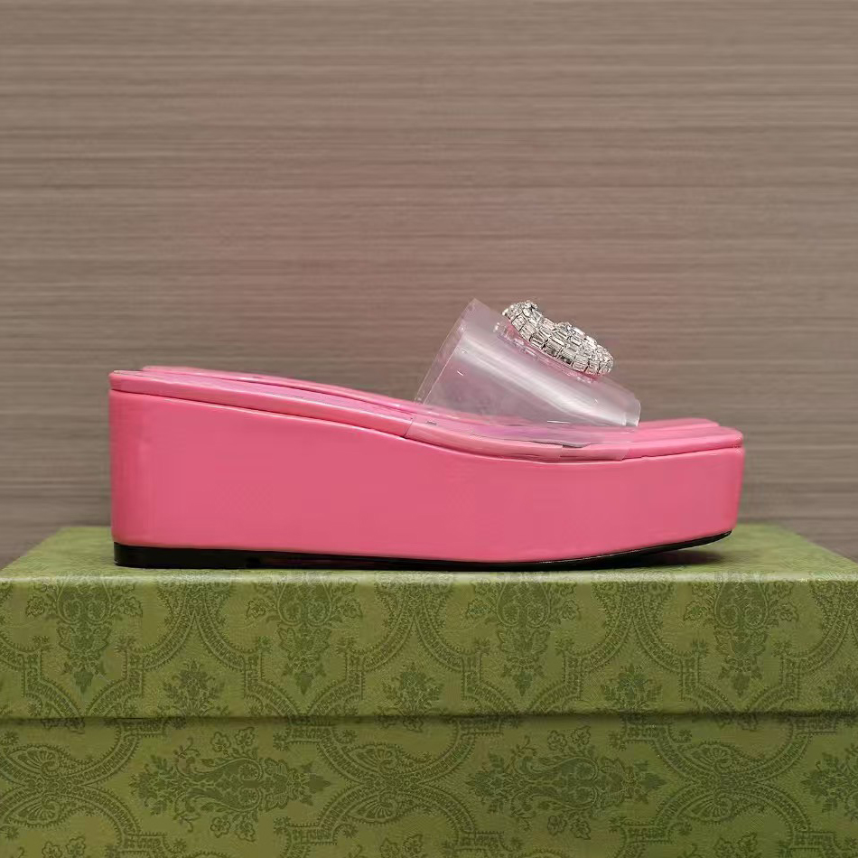 La meilleure marque de plippers talon talon de pvc transparent décontracté en cuir épissant en cuir concepteur de luxe sandales femmes mode 6,5 c